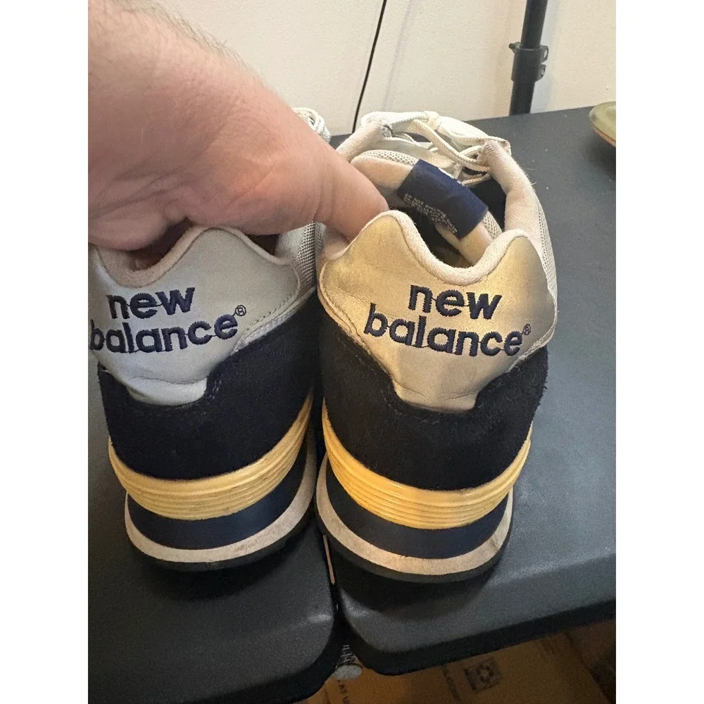 New Balance 574 Mens Navy Blue Grey Suede Mesh Sneakers M574BGS Size 13